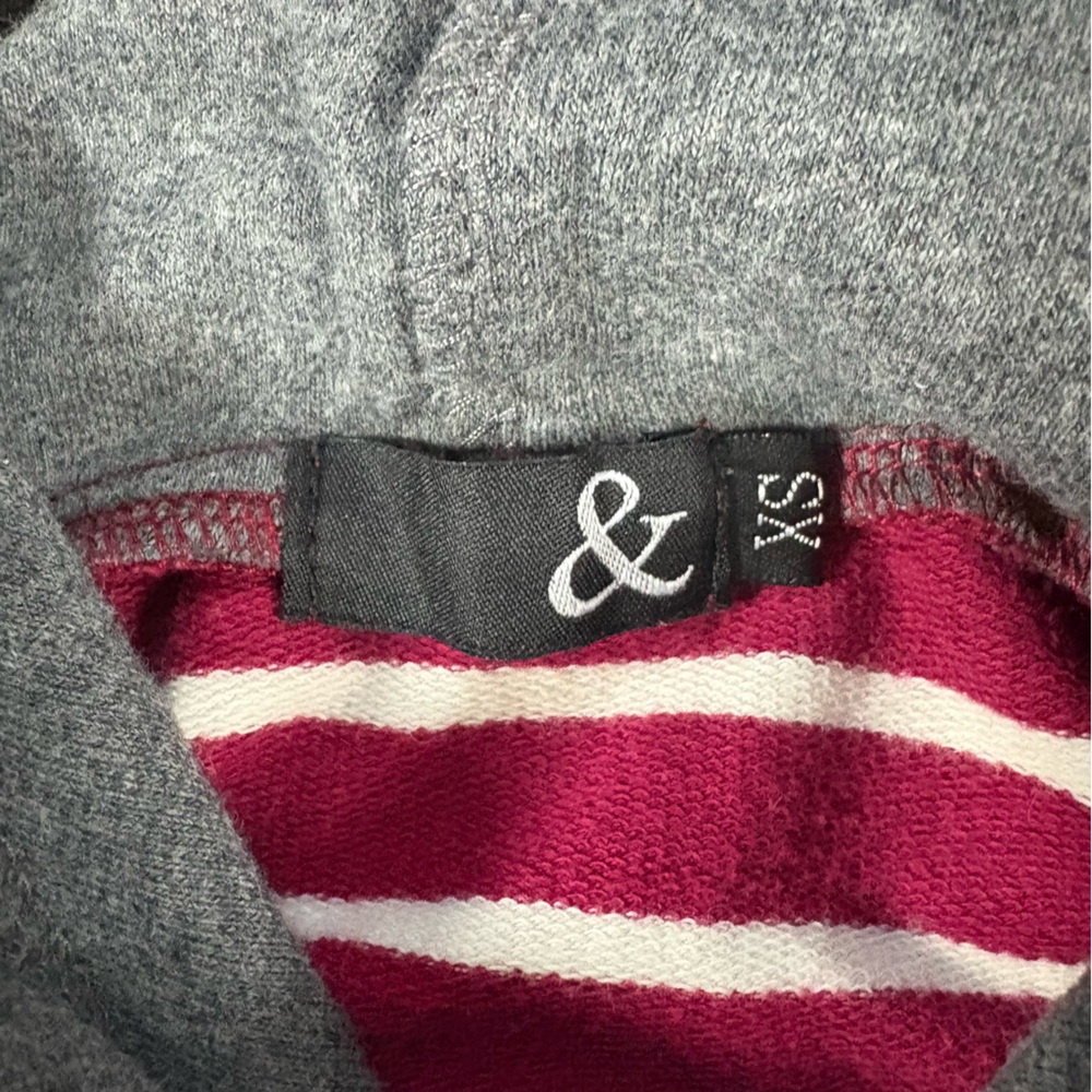 Ampersand Avenue Hoodie Womens Sz XS Striped Floral Pink Hooded Sweatshirt - Picture 4 of 7